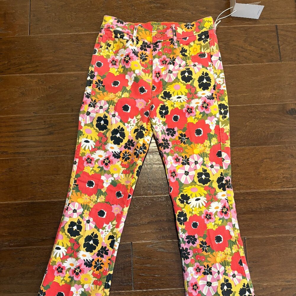 NWT MOTHER The Mid Rise Smokin' Double Flood - Flowers Al Fresco - 27